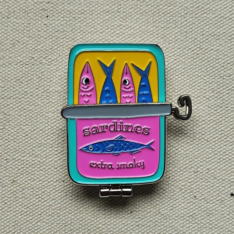 Smoky Sardines Interactive Enamel Pin