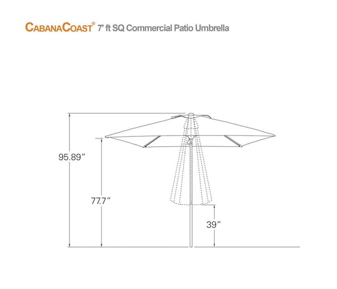 7&#39; Square Commercial Patio Umbrella