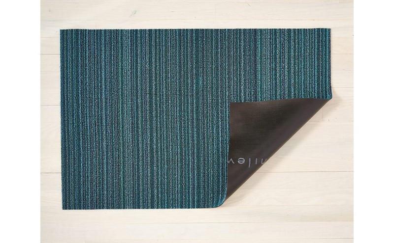 Chilewich Indoor/Outdoor Skinny Stripe Shag Mat, Turquoise