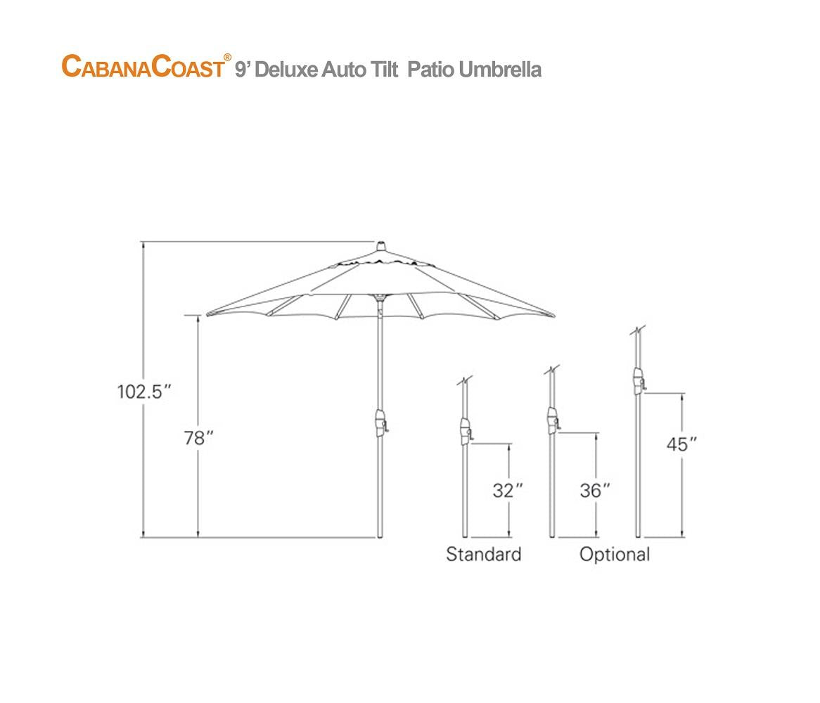 9&#39; Round Auto Tilt Patio Umbrella