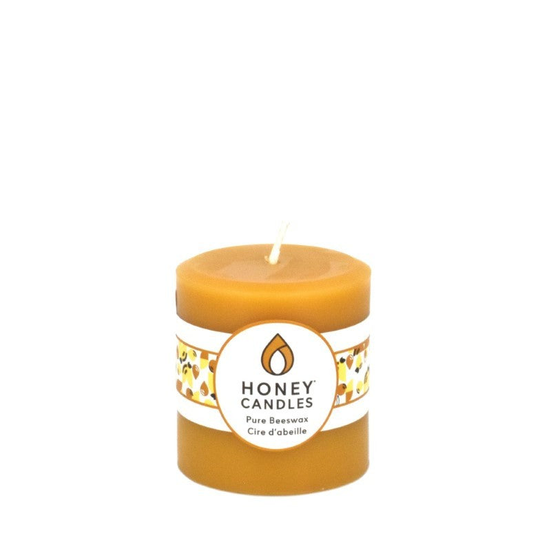 Natural Round Honey Beeswax Candle, 3&quot; x 3&quot;