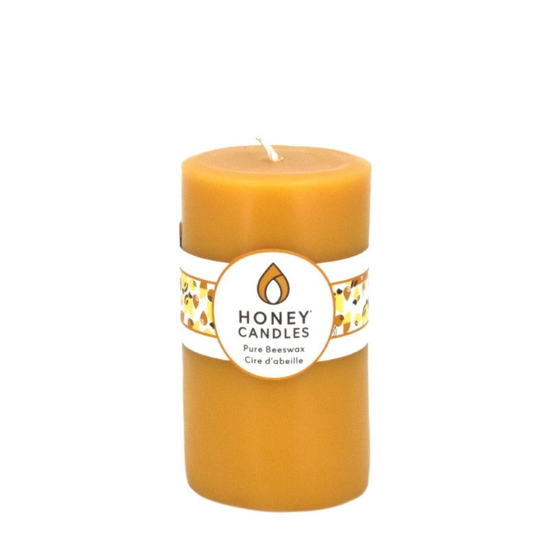 Natural Round Honey Beeswax Candle, 3&quot; x 5&quot;