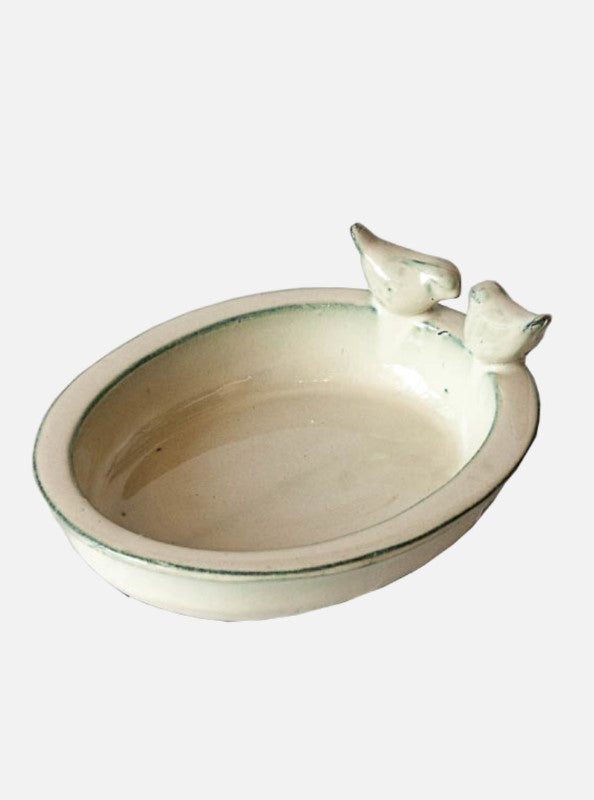 Oval Ceramic Bird Bath