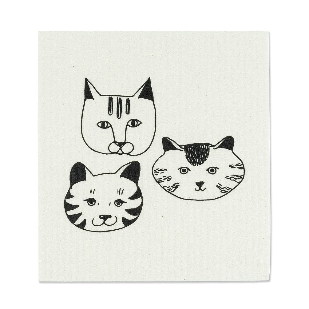 Cat Faces Swedish Dishcloth, Set of 2