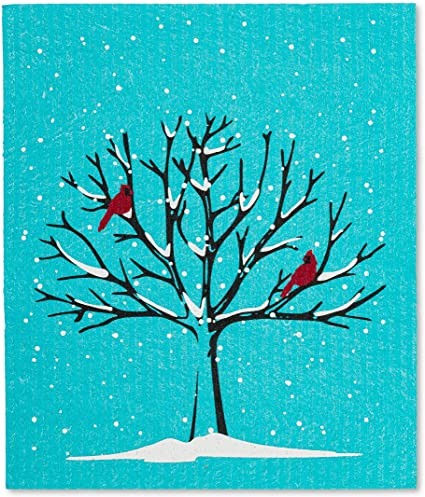Cardinal Tree Swedish Dishcloth, Set of 2