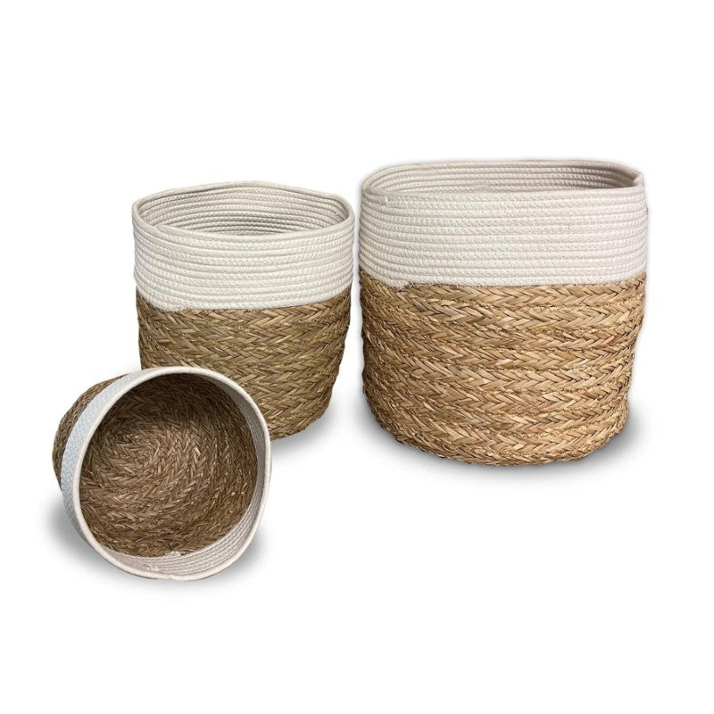 Cotton Rope &amp; Seagrass Basket (Small)