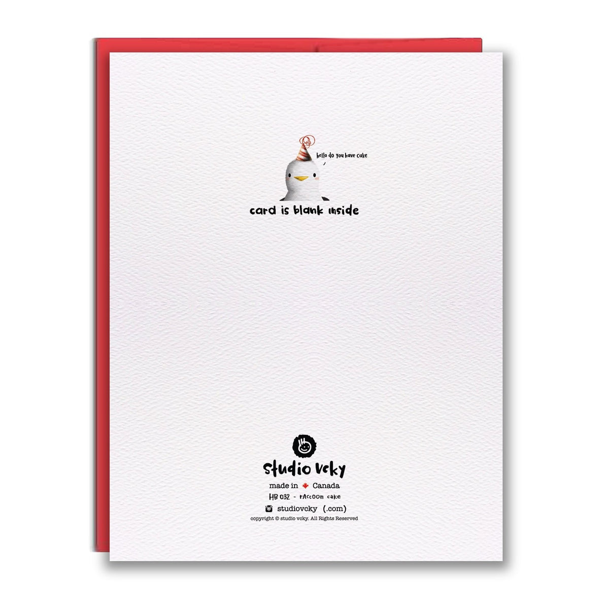 Studio Vcky Raccoon Cake Birthday Card