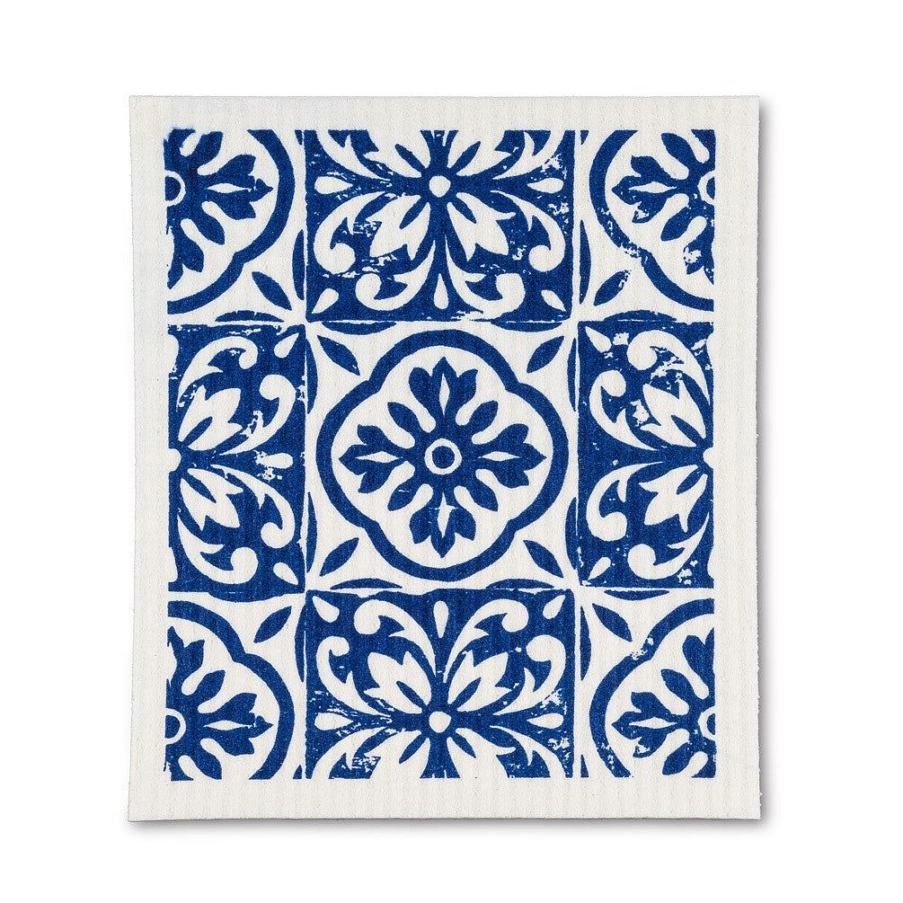 Blue Tile Swedish Dishcloth, Set of 2