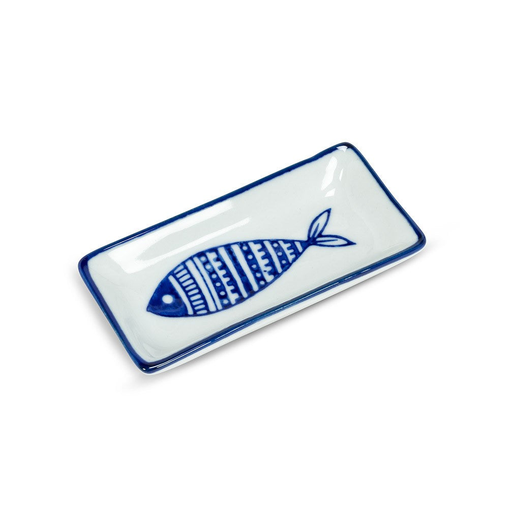 Small Rectangular Bluefish Sauce Dish, 3.5"