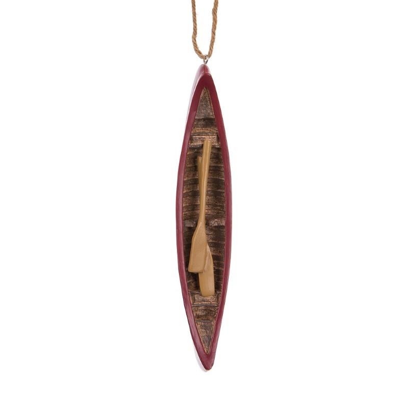 Red Canoe with Paddle Ornament