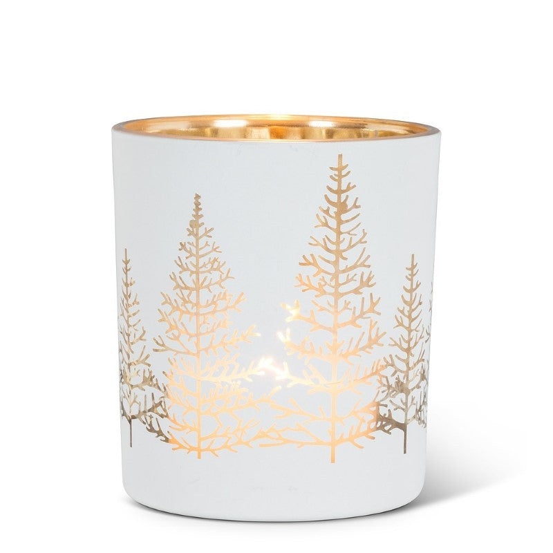 White &amp; Gold Tree Tealight Holder