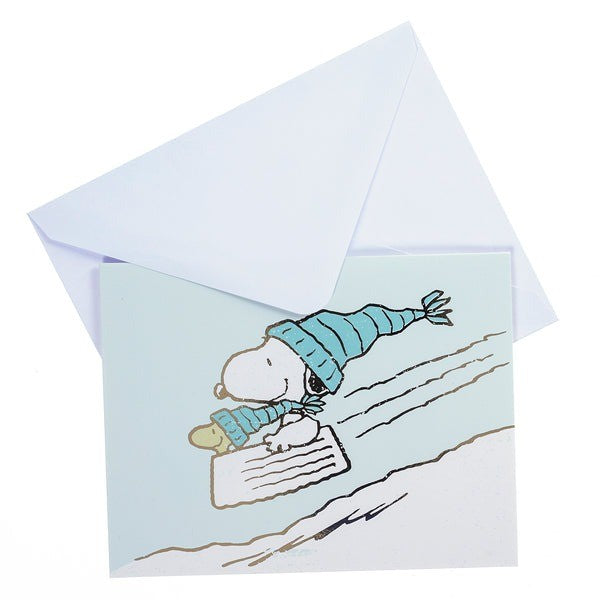 Snoopy Sledding Holiday Cards, Box of 15