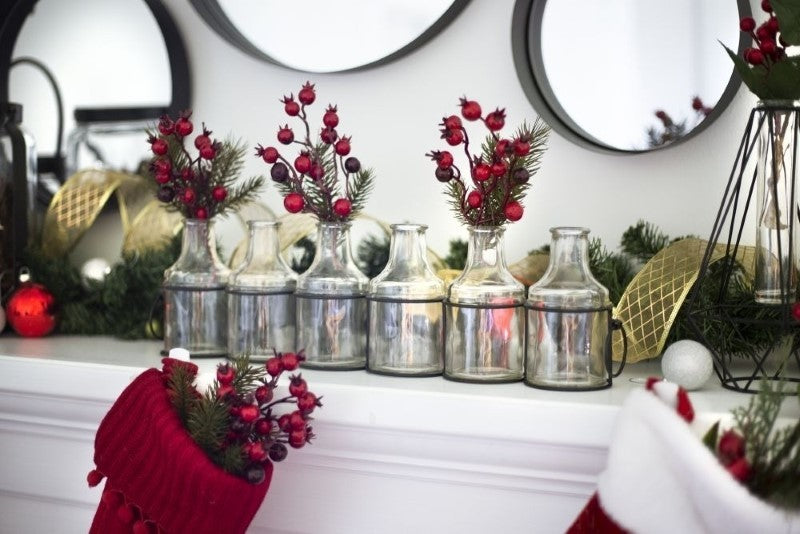 Black Wire 6 Glass Jar Bud Vase