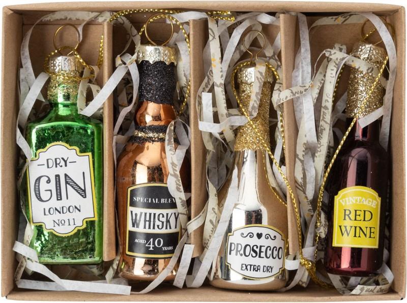 Liquor Bottle Ornaments, Set of 4