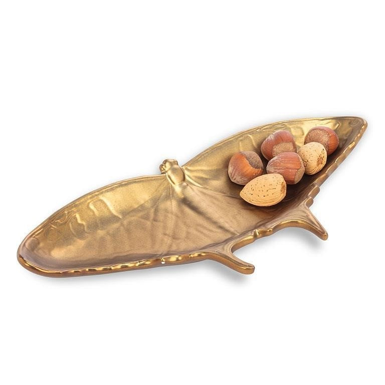 Wide Butterfly Dish in Gold