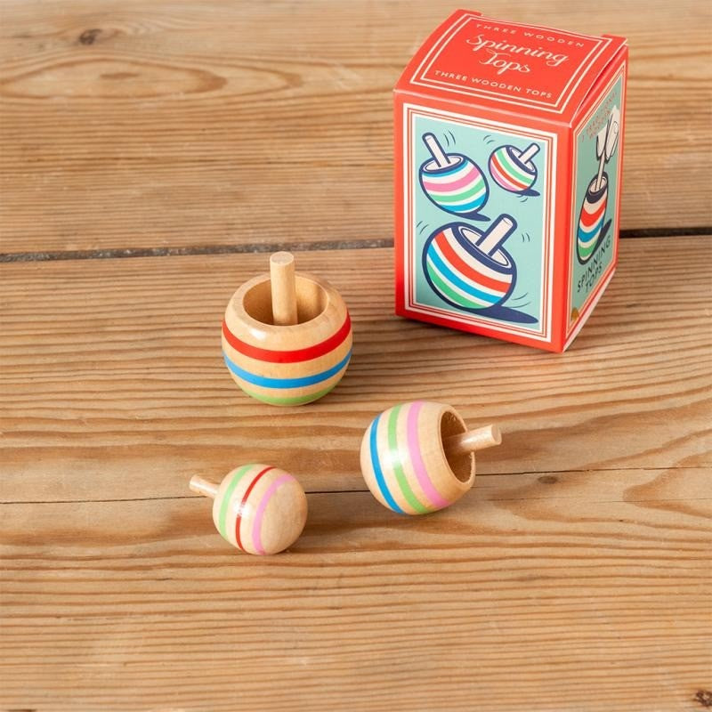 Wooden Spinning Tops, Set of 3