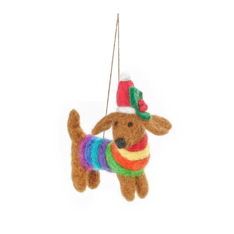 Rainbow Dog Ornament