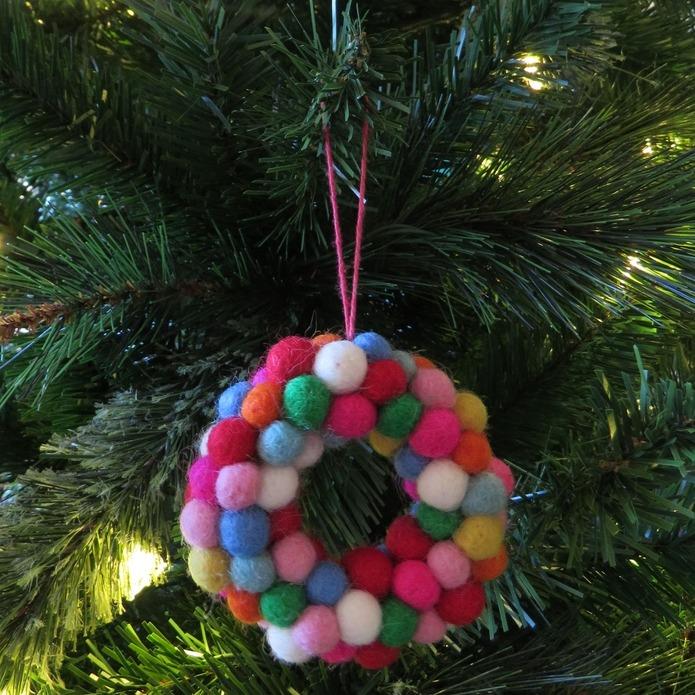 Multi Coloured Wreath Handmade Ornament