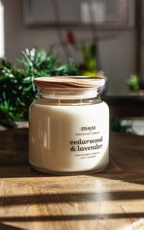 Cedarwood &amp; Lavender 18oz Moss Apothecary Candle