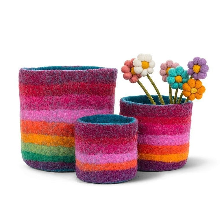 Rainbow Stripe Storage Pots