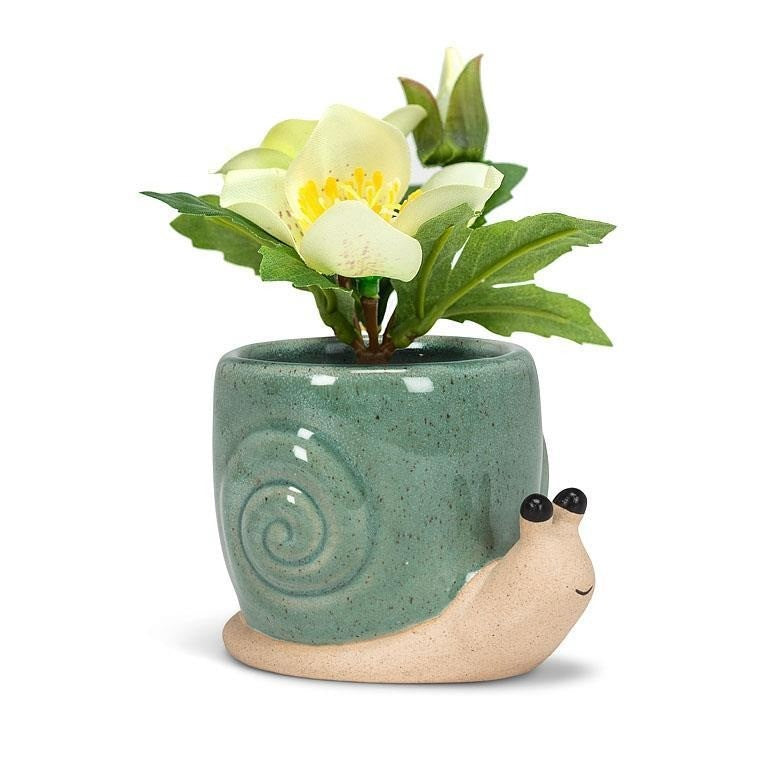 Mini Turquoise Snail Planter, 2.25&quot;H