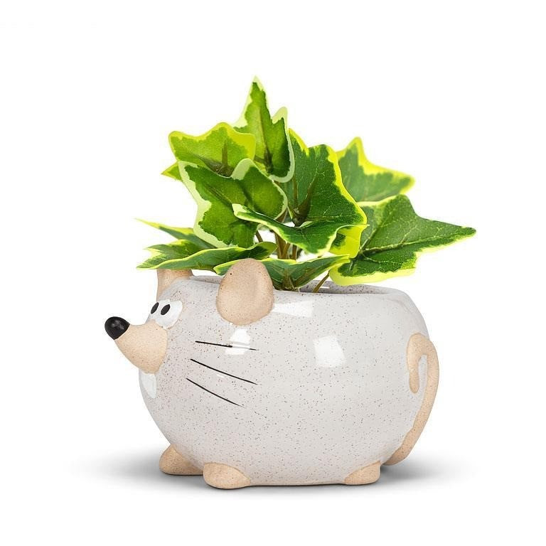 Mini White Mouse Planter, 2.25"