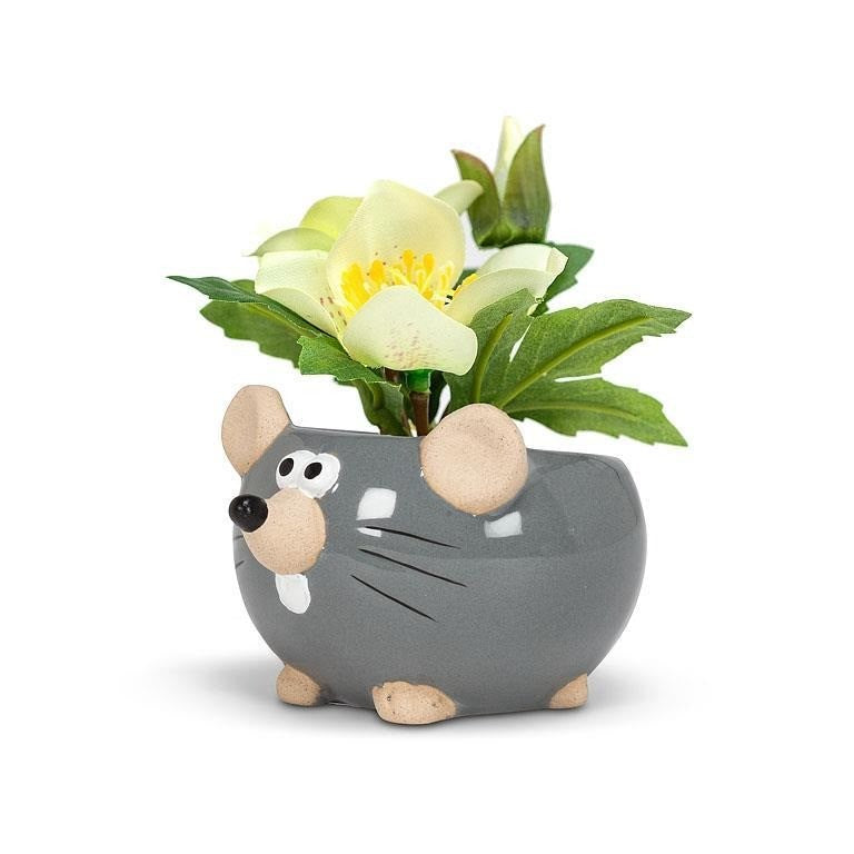 Mini Grey Mouse Planter, 2.25&quot;