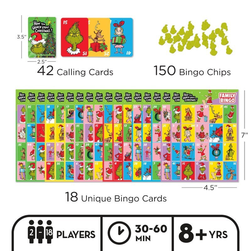 Grinch Christmas Family Bingo Game