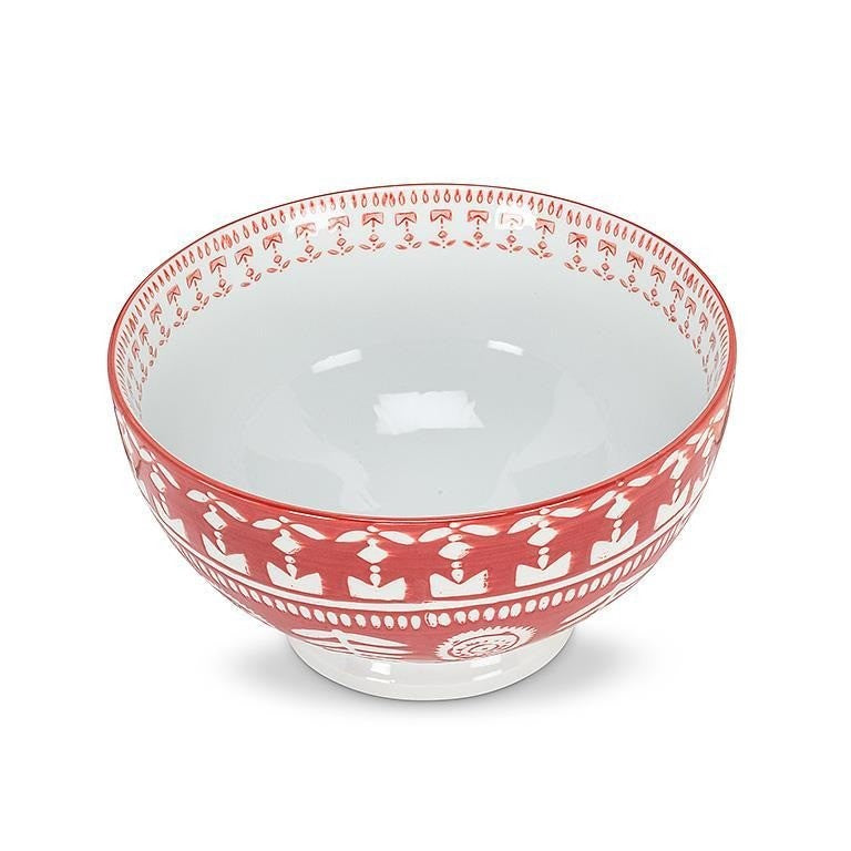 Red and White Deep Porcelain Bowl
