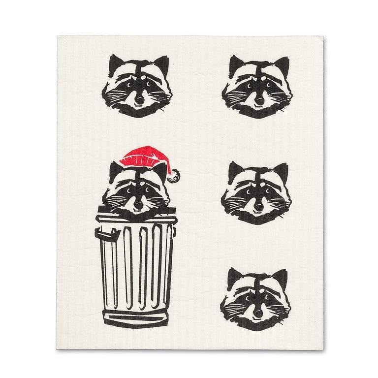 Raccoon With Hat Swedish Dishcloth, Set of 2
