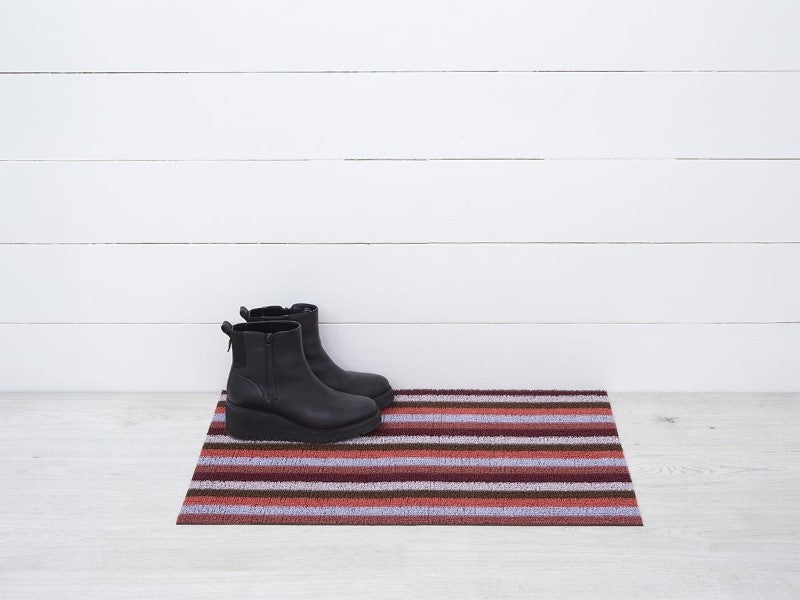 Chilewich Even Stripe Shag Mat, Berry