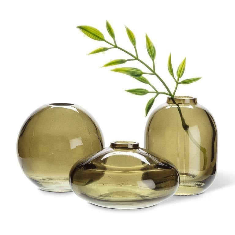 Moss Green Small Bud Vases, 3"H
