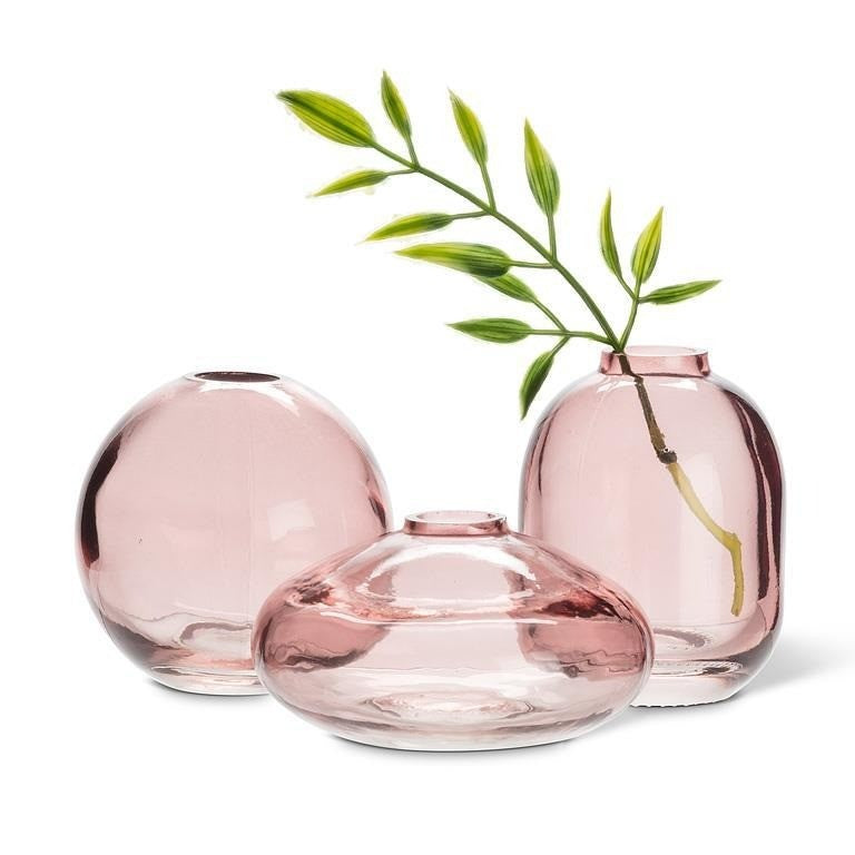 Dark Rose Pink Small Bud Vases, 3"H
