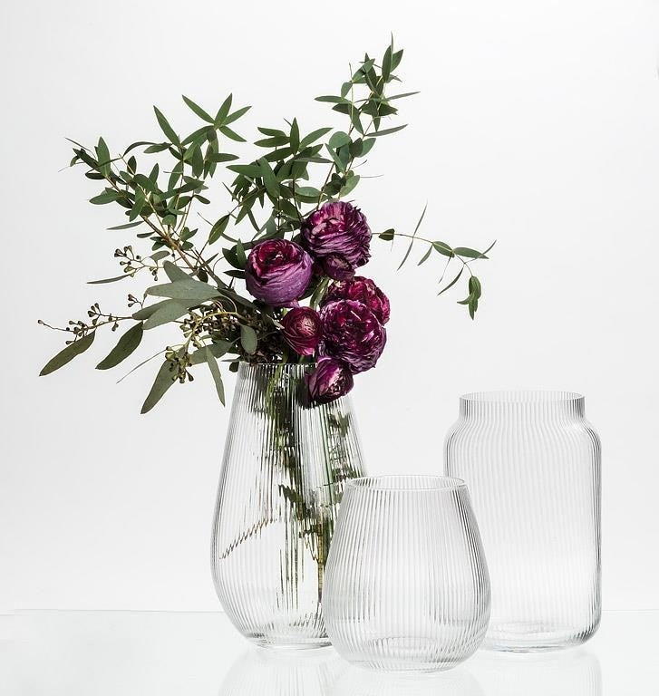 Small Narrow Optic Wide Bottom Vase, 6"H