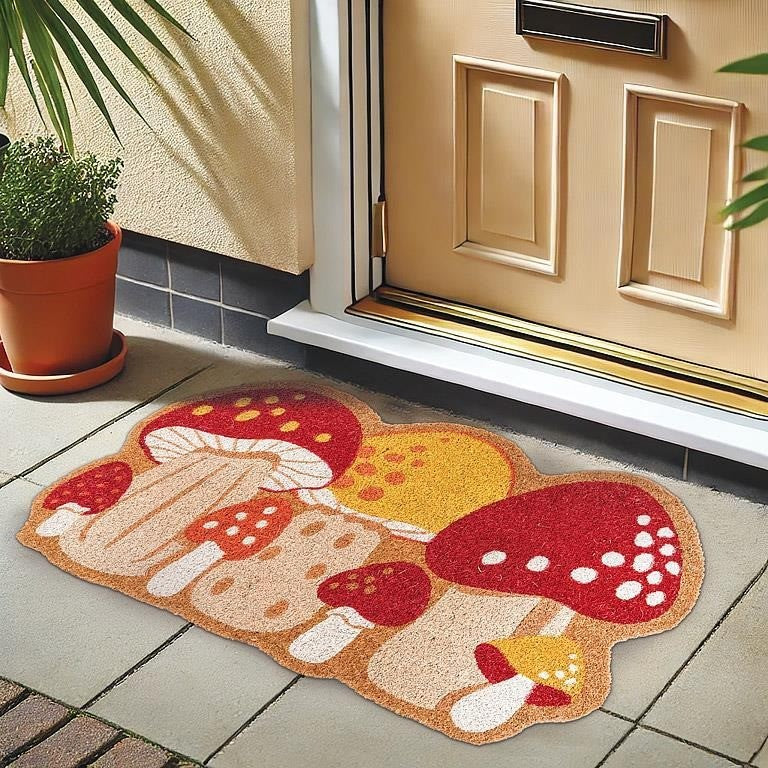 Colourful Mushrooms Coir Doormat