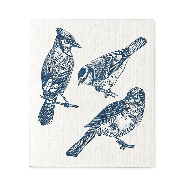 Bird Sketch Swedish Dishcloth, Set of 2