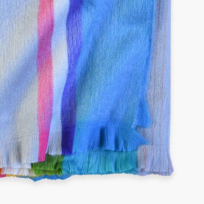 Pokoloko Tropical Multi Stripe Fringed Alpaca Blanket