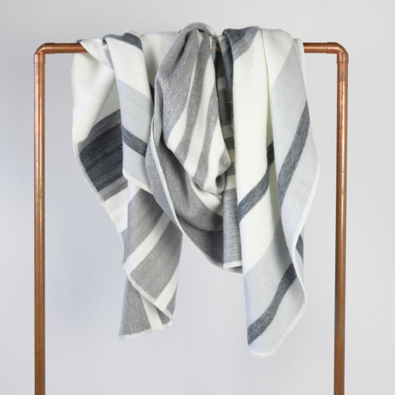 Striped Alpaca Throw Blanket - Earl Grey