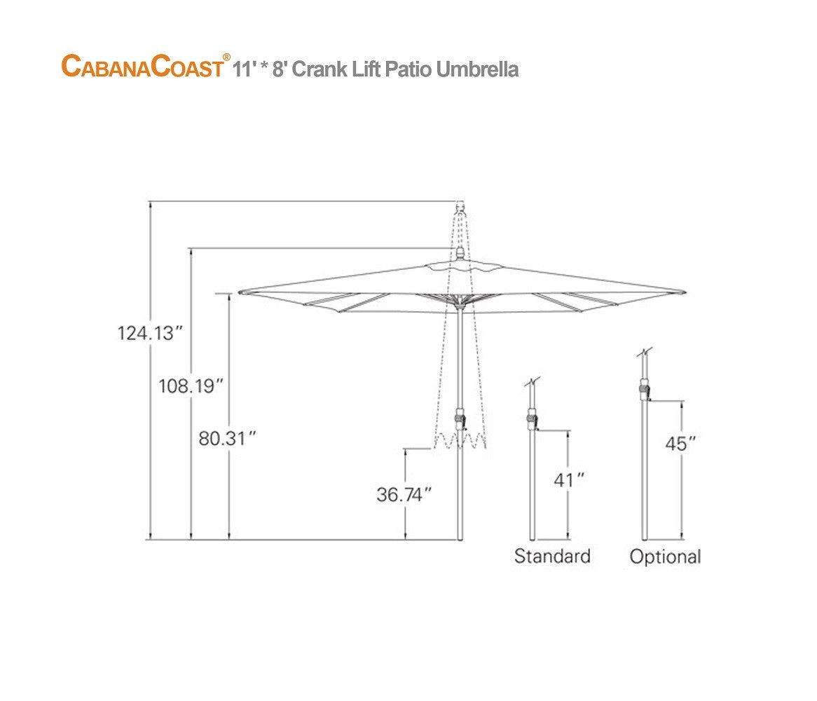 8x11 Rectangular Patio Umbrella