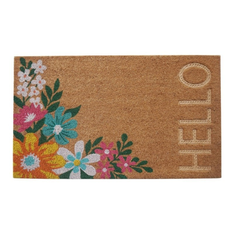 Floral Natural Coir Doormat