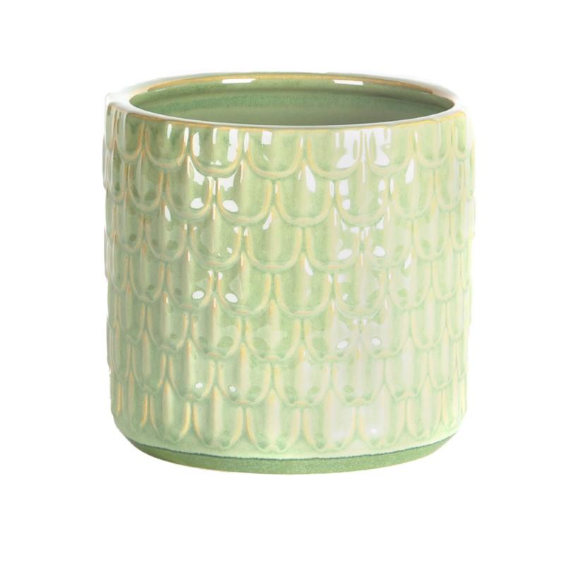 Green Embossed Pot