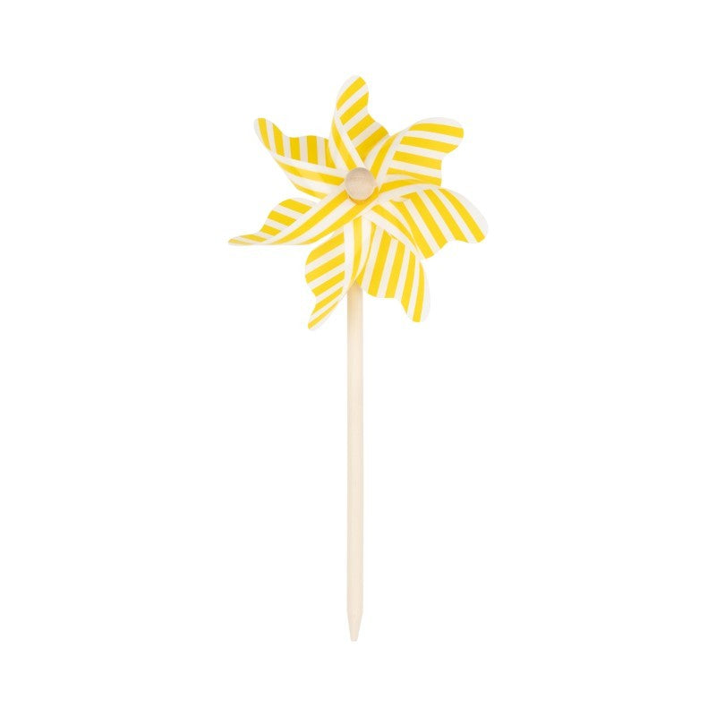 Striped Pinwheel On Wood Pole, 12"H