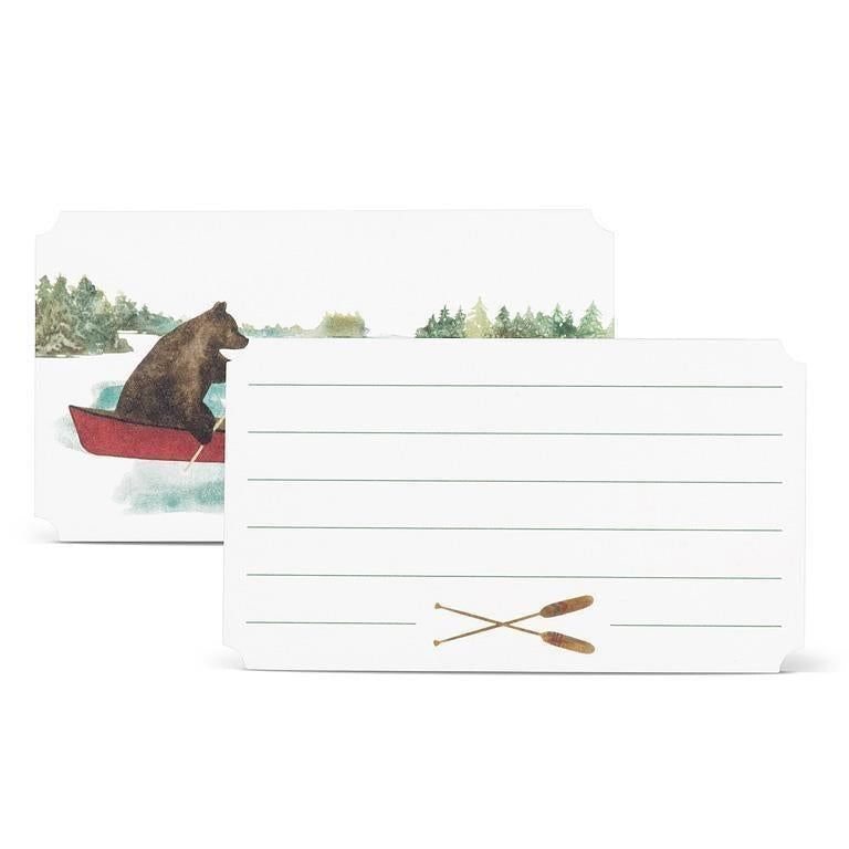 Animals in Canoe Mini Note Cards. 50 Pieces