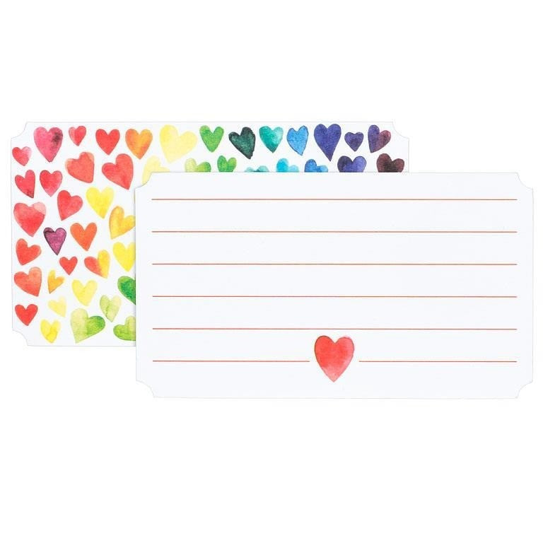 Rainbow Hearts Mini Note Cards. 50 Pieces