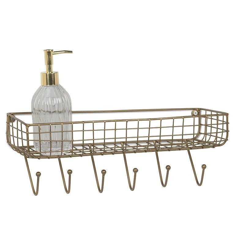 Wall Shelf with 6 Hooks