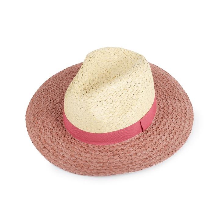 Dual Tone Panama Straw Hat w/Bow Trimmings