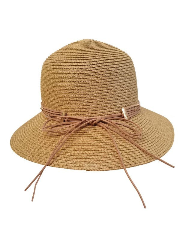 Crochet Bucket Straw Hat With Layered String