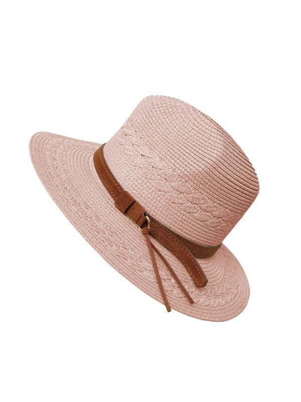 Straw Fedora With Suede Band