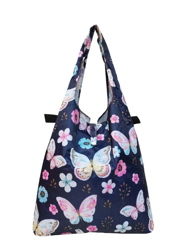 Blue Butterfly | Foldable Tote With Button Snap