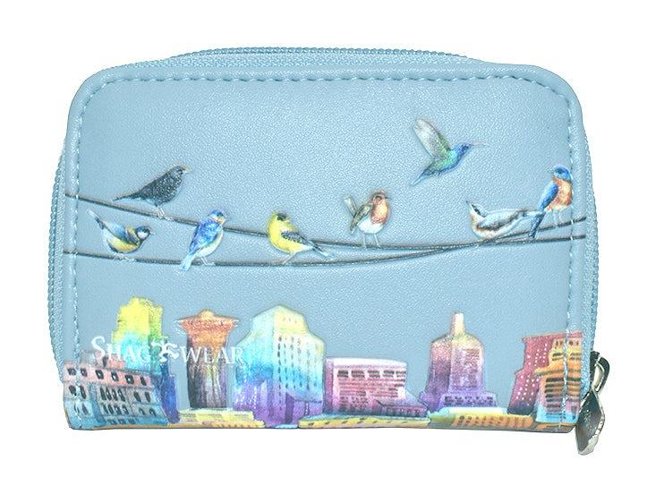 Birds On A Wire Blue Change Purse